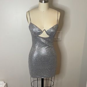 BabyBoo Mya Mini Dress - Silver Glitter Sz. XS